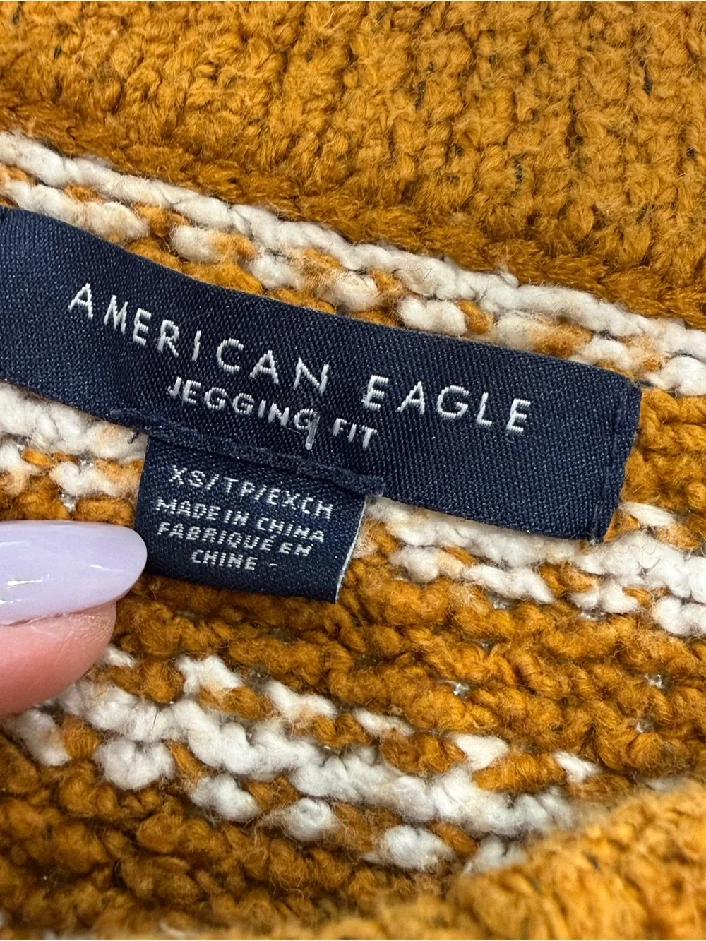 American Eagle Outfitters Women Mustard and Cream Striped Henley Sweater Size XS